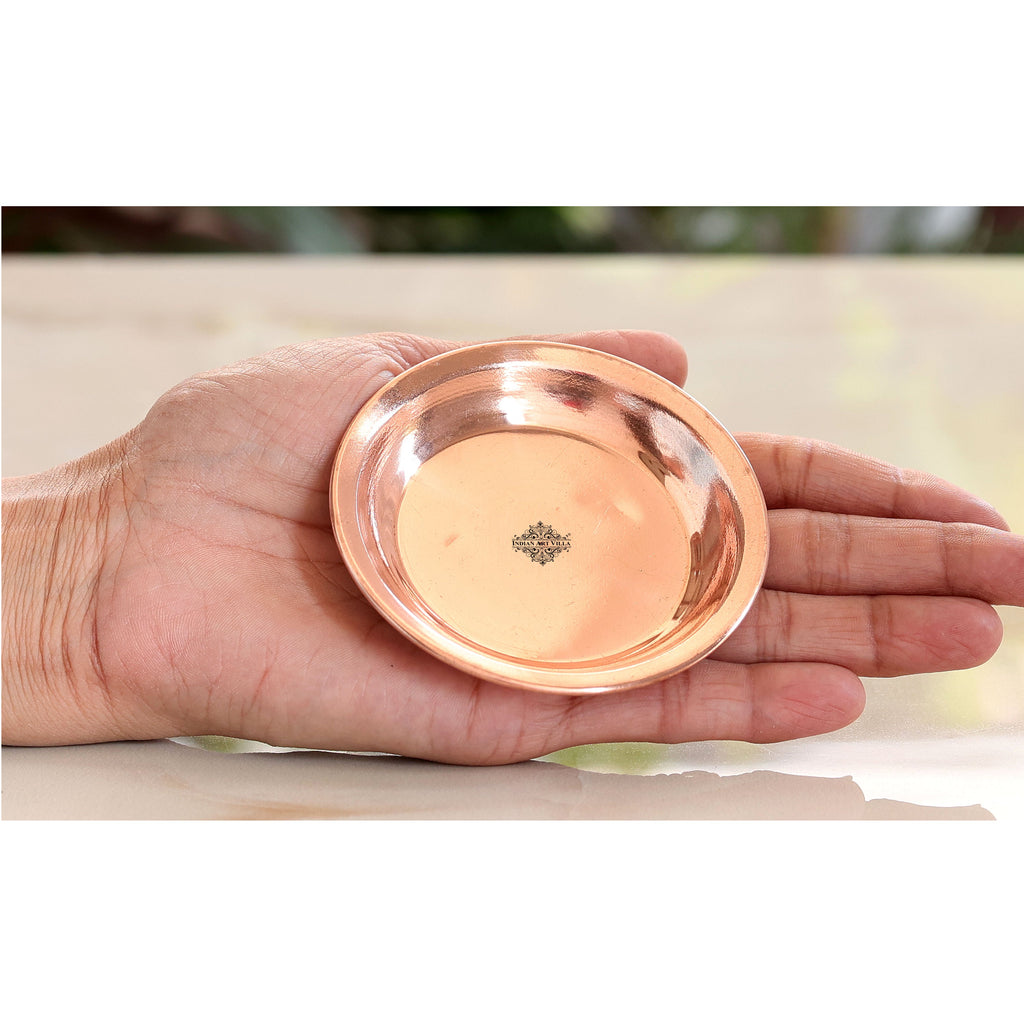 IndianArtVilla Copper Pooja Thali Plate, Poojan Purpose, Spiritual Gift Item Set of 6 Coppe (Brown)
