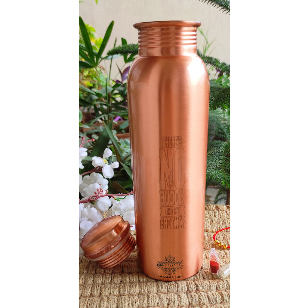 INDIAN ART VILLA Copper Lacquer Bottle Engraved Bottle (There is No Buddy)