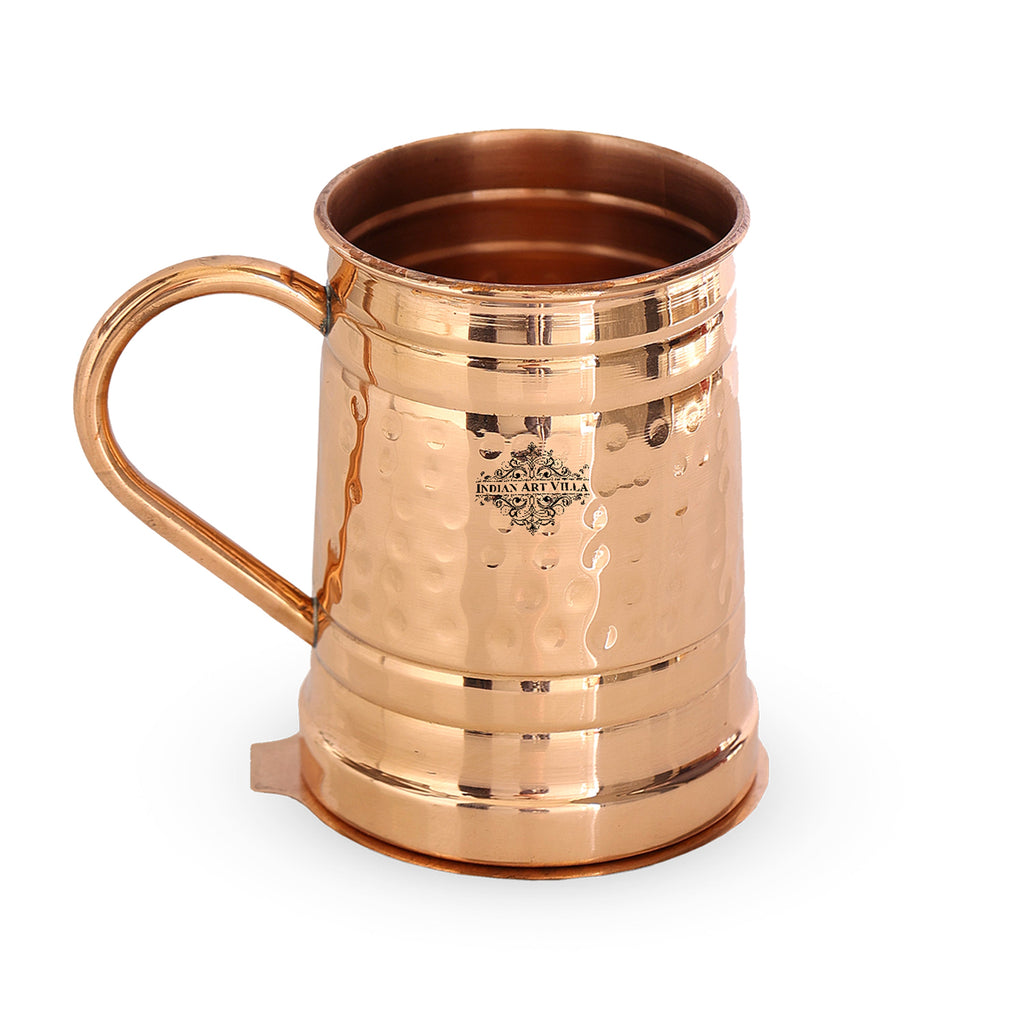 Copper Hammered Design Big Moscow Mule Mug with Coaster