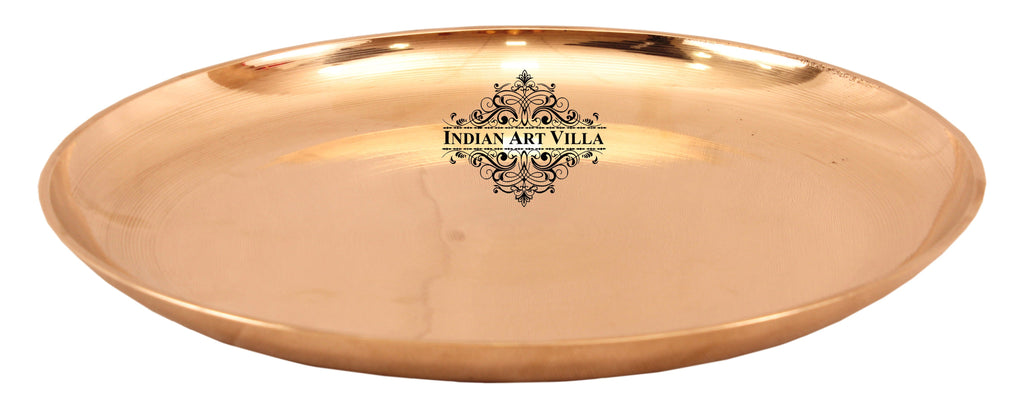 IndianArtVilla Bronze Serving Thali Plate Height 1 Inch,  Dia 10.5" inch