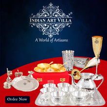 INDIAN ART VILLA Brass Handmade Designer Pooja, Aarti Thali Set Designer Borders, Spiritual Item, 10"