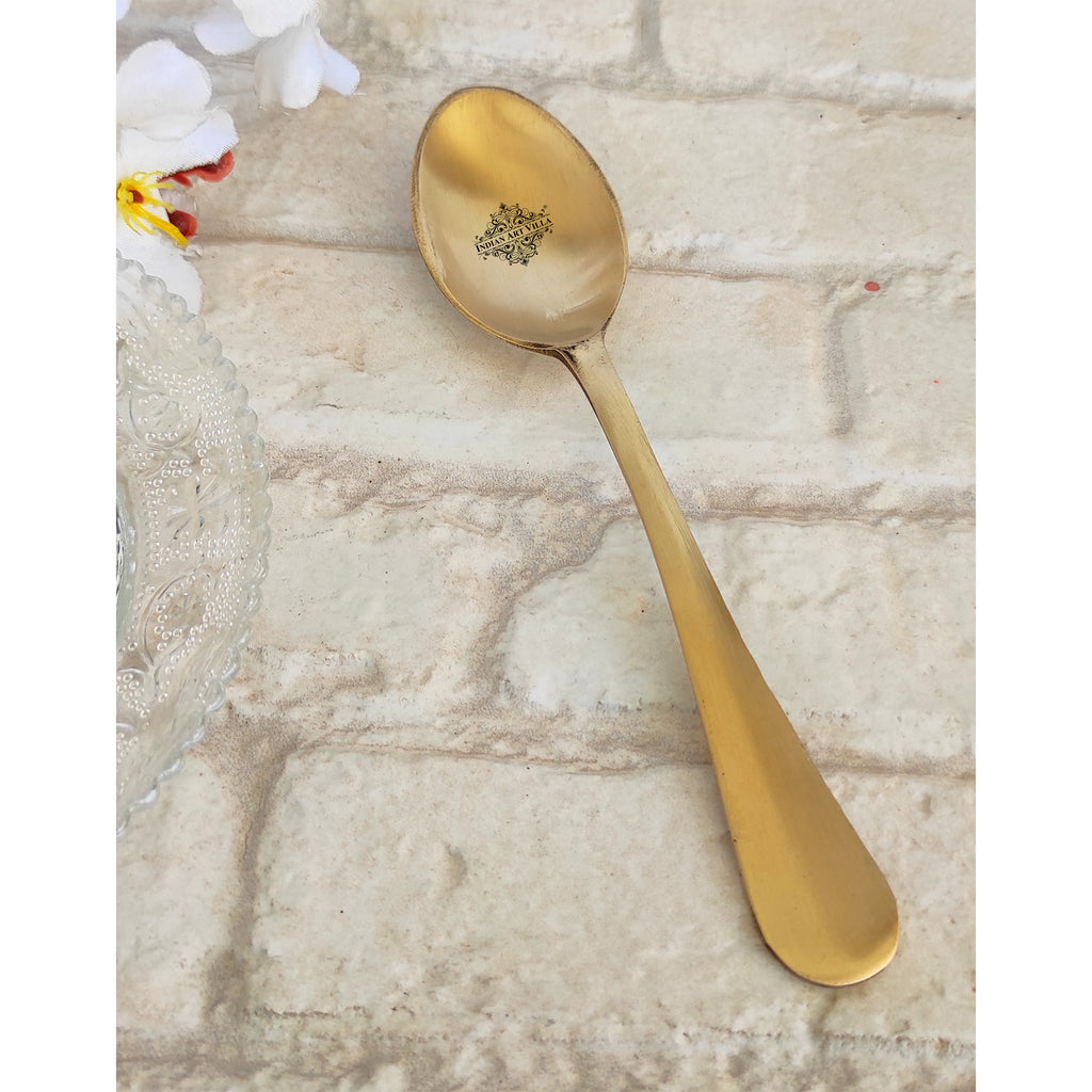 Indian Art Villa Pure Brass Baby Spoon with Matt Finish Design, Dinnerware, Tableware, Flatware & Cutlery, Length:- 7.5 Inch