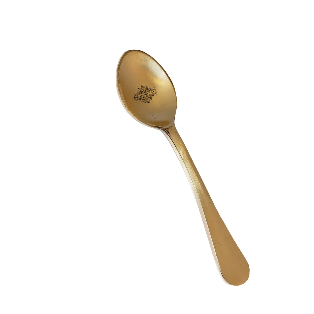 Indian Art Villa Pure Brass Baby Spoon with Matt Finish Design, Dinnerware, Tableware, Flatware & Cutlery, Length:- 7.5 Inch