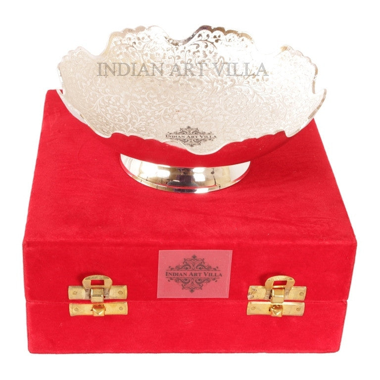 Indian Art Villa Silver Plated Round Designer Bowl Small