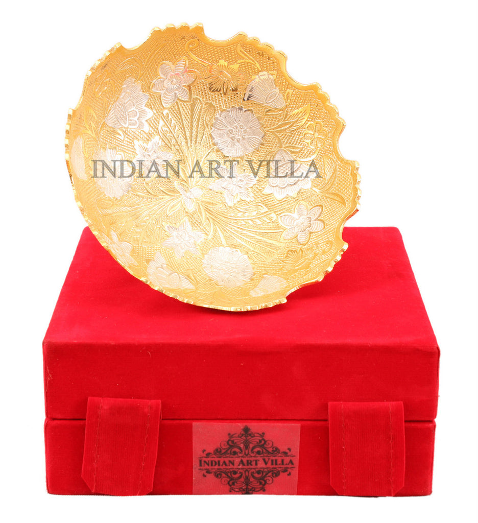 Indian Art Villa Silver Plated Gold Polished Bowl