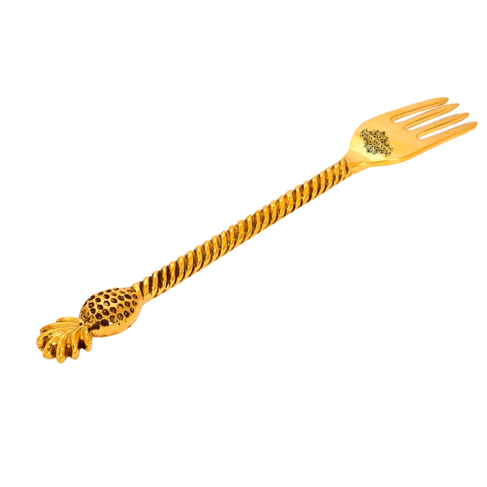 Indian Art Villa Brass Designer Fork,Pineapple Design,Flatware, 8.5'' Inch, Gold