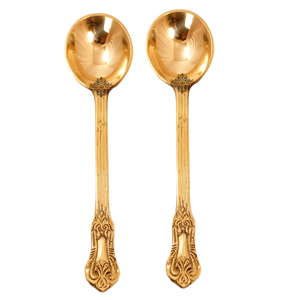Indian Art Villa Brass Designer Serving Spoon, Tableware & Serveware Home Hotel , Length:- 6.8" Inch