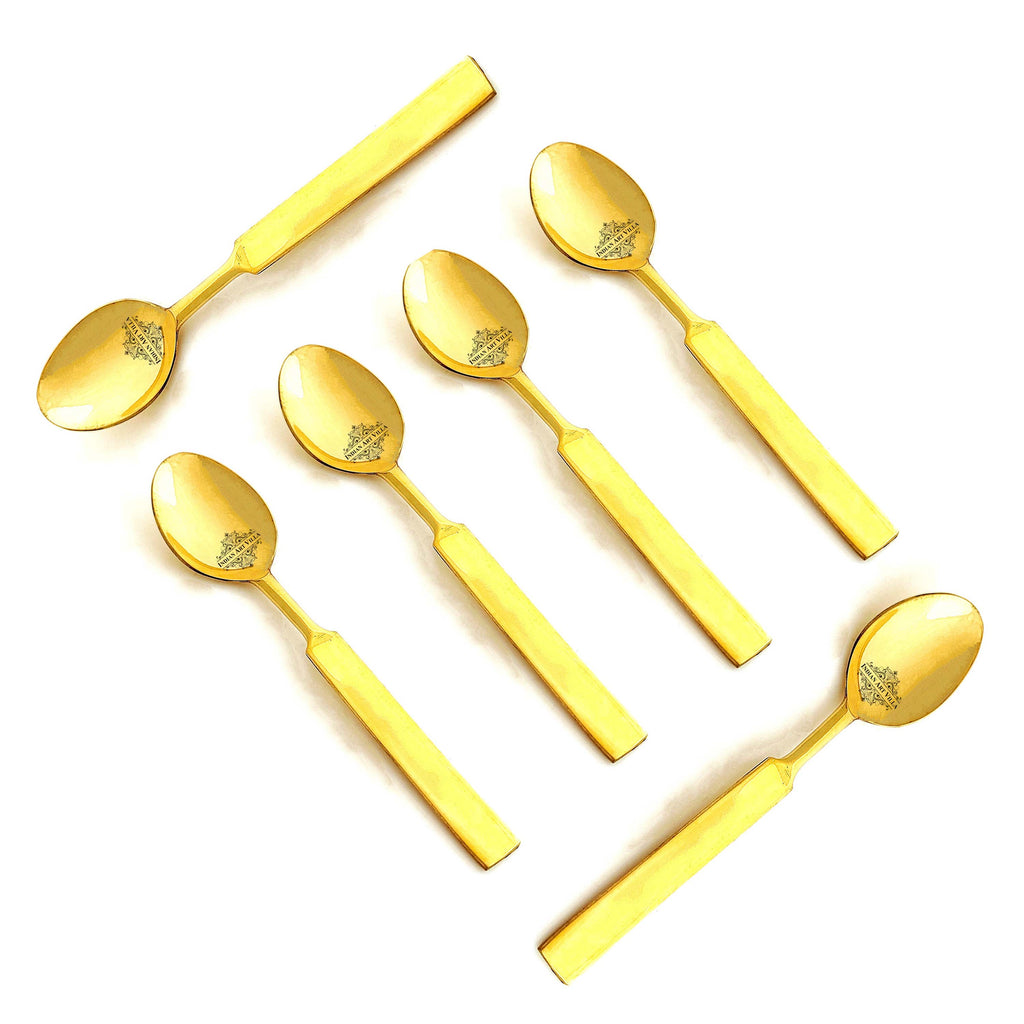 Indian Art Villa Brass Designer Desert Spoon , Tableware, Length:- 7.2" Inch