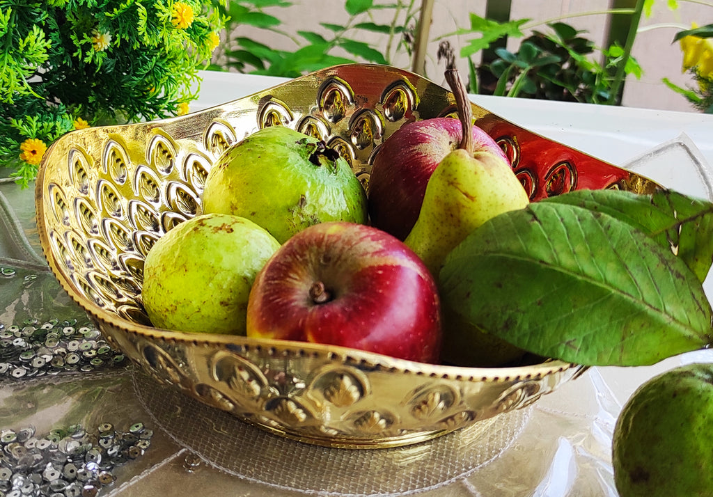 Indian Art Villa Brass Designer Handmade Fruit Basket Chocolate Bowl Centerpiece Dish Width 8.5" Inch