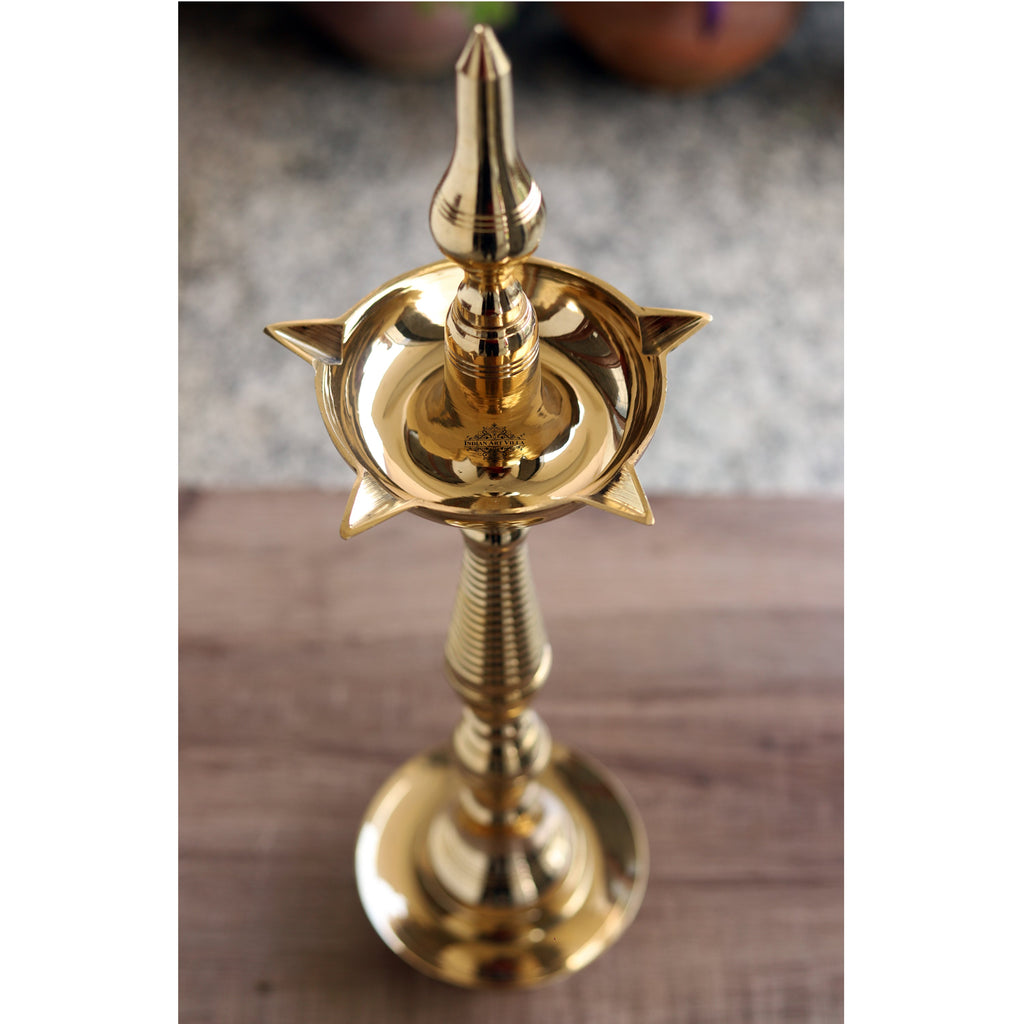 Indian Art Villa Pure Brass Stand/Pillar Diya/Deepak/Lamp/Lantern With Dome Design, Pooja, Home Decor & Diwali Gift Item