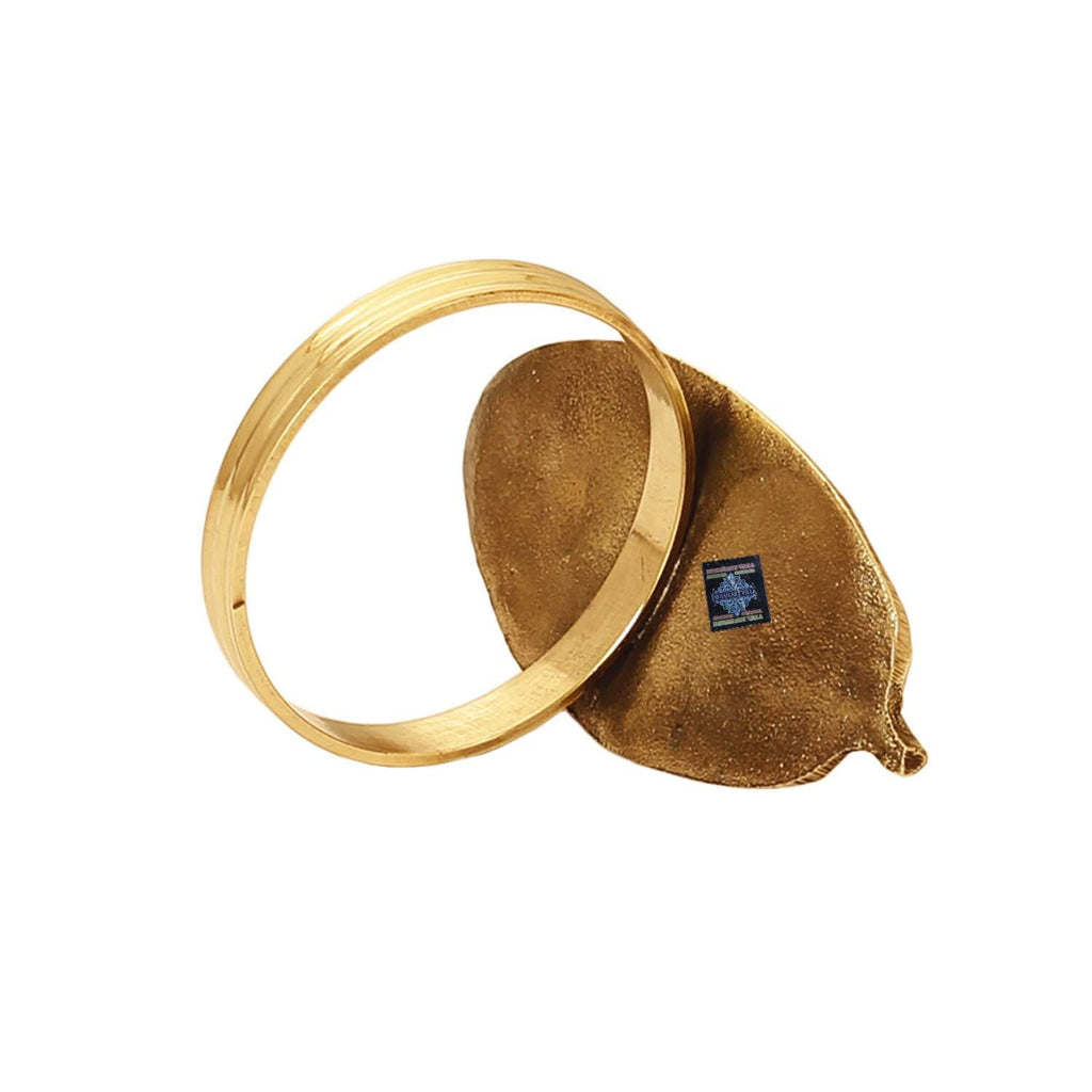 Indian Art Villa Brass Leaf Design Napkin Ring, Oval Shaped, Home Décor, Tableware, 1.6"