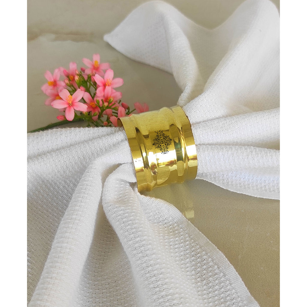 Indian Art Villa Pure Brass Designer Napkin Ring Diameter:- 1.8" Inch, Gold