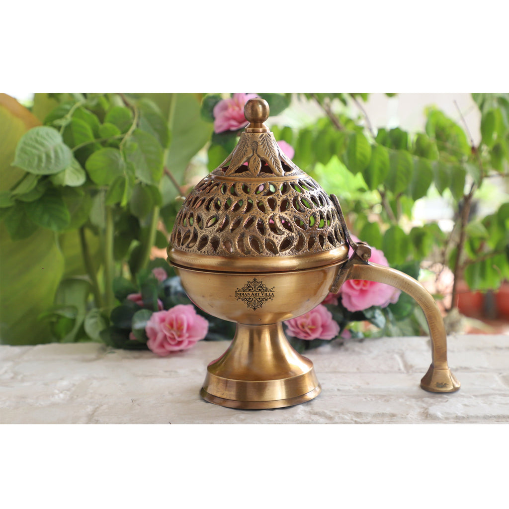 Indian Art Villa Pure Brass Antique Incense Holder / Dhoop Dani