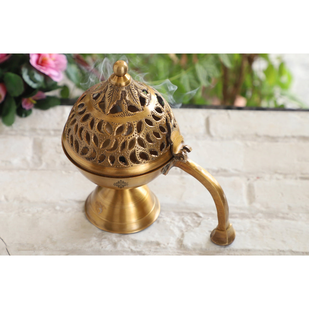 Indian Art Villa Pure Brass Antique Incense Holder / Dhoop Dani