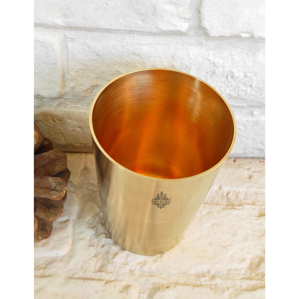 Indian Art Villa Pure Brass Matt Finish Glass / Tumbler, Serveware & Drinkware, Ayurveda Healing, Volume-300 ML