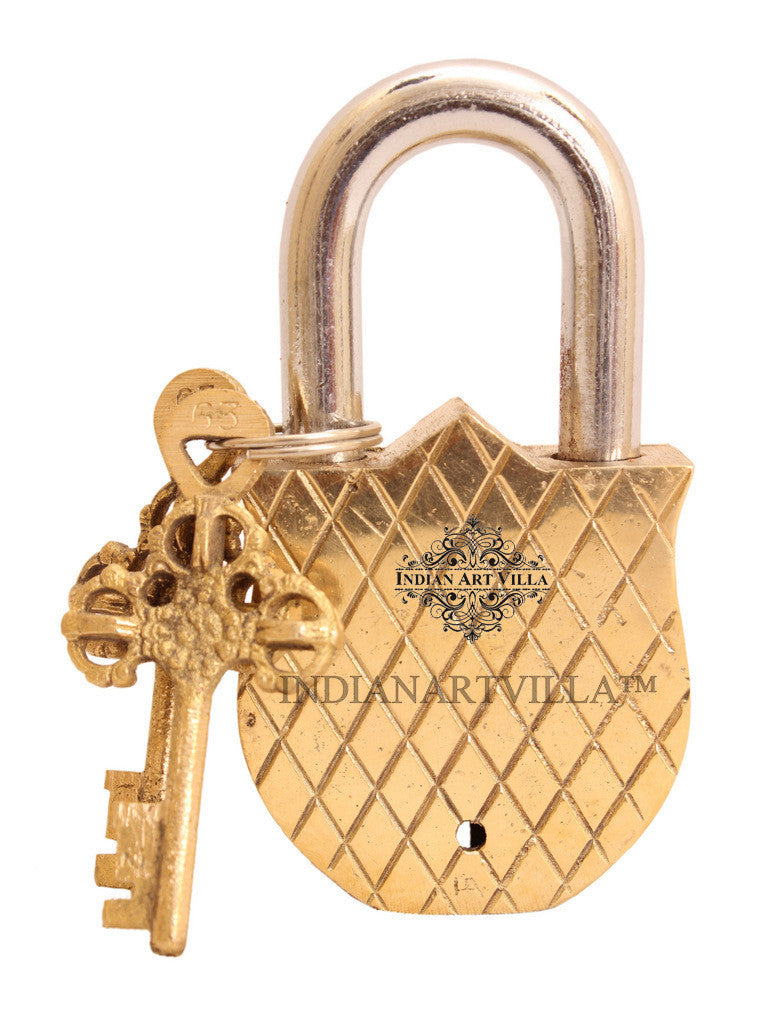 INDIAN ART VILLA Brass Sparrow Bird Design Lock with 2 Key