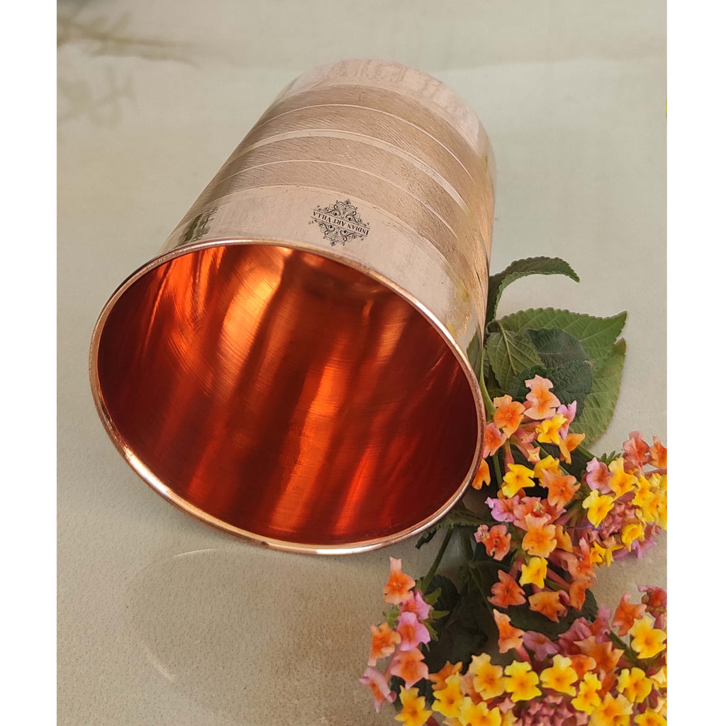 INDIAN ART VILLA Pure Copper Glass, Tumbler Handcrafted in Luxury Design, Drinkware, 300ml