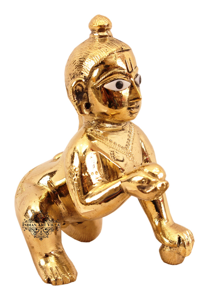 INDIAN ART VILLA Brass Handmade Laddu Gopal ji, Kanha Ji Idols,  Spiritual Item, Home Decor