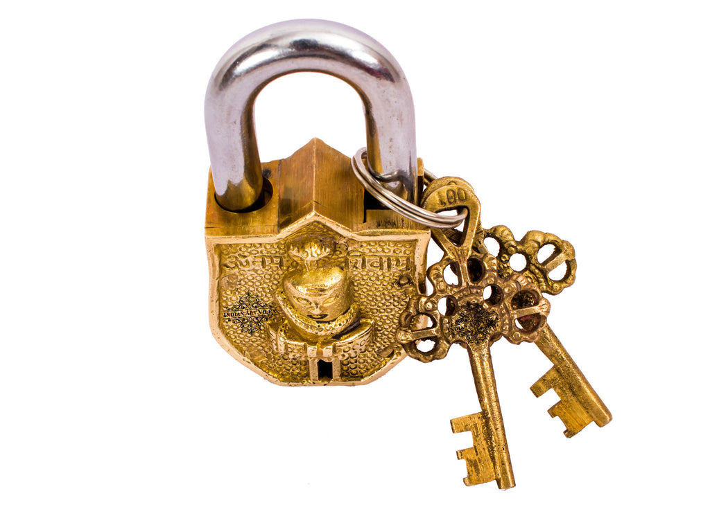 Indian Art Villa Pure Brass Shivling Design Lock with 2 Keys