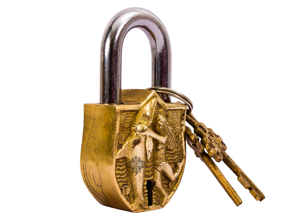 INDIAN ART VILLA Brass Dolphin Design Lock with 2 Keys