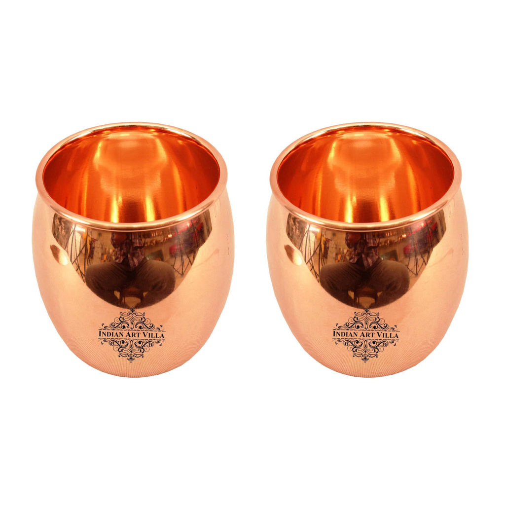 INDIAN ART VILLA Pure Copper Round Shaped Glass, Tumbler, Drinkware, Serveware, 590 ml