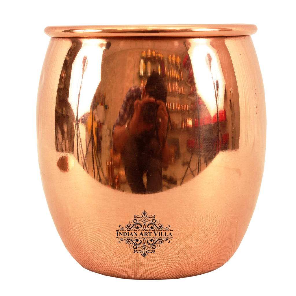INDIAN ART VILLA Pure Copper Round Shaped Glass, Tumbler, Drinkware, Serveware, 590 ml