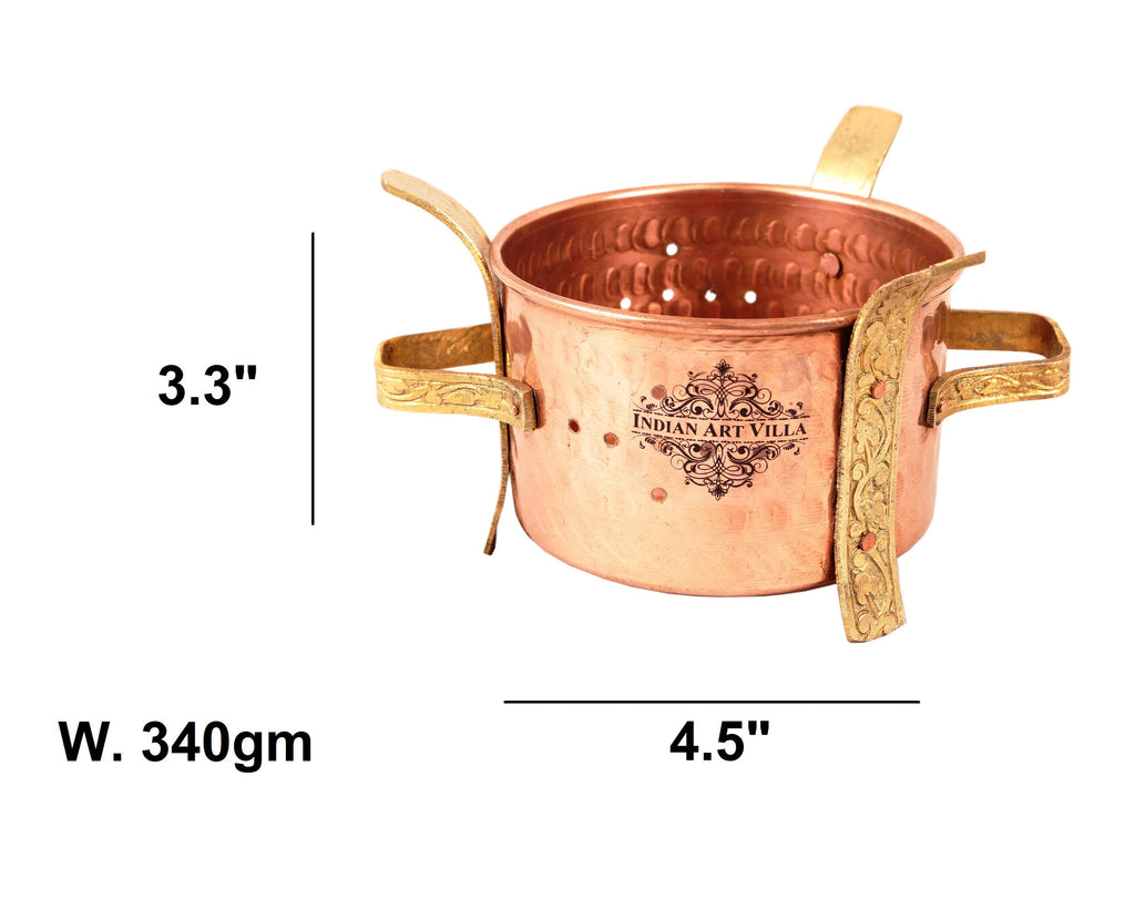 Indian Art Villa Copper Food Warmer Angeethi with Brass Handle