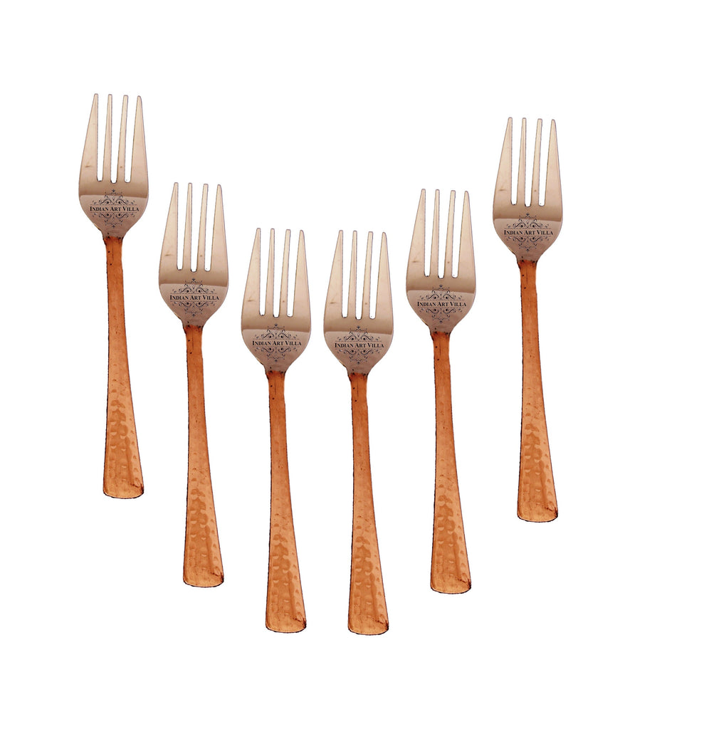 Indian Art Villa Steel Copper Baby Fork, Flatware, Tableware Home Hotel Restaurant, Length 6.1" Inch