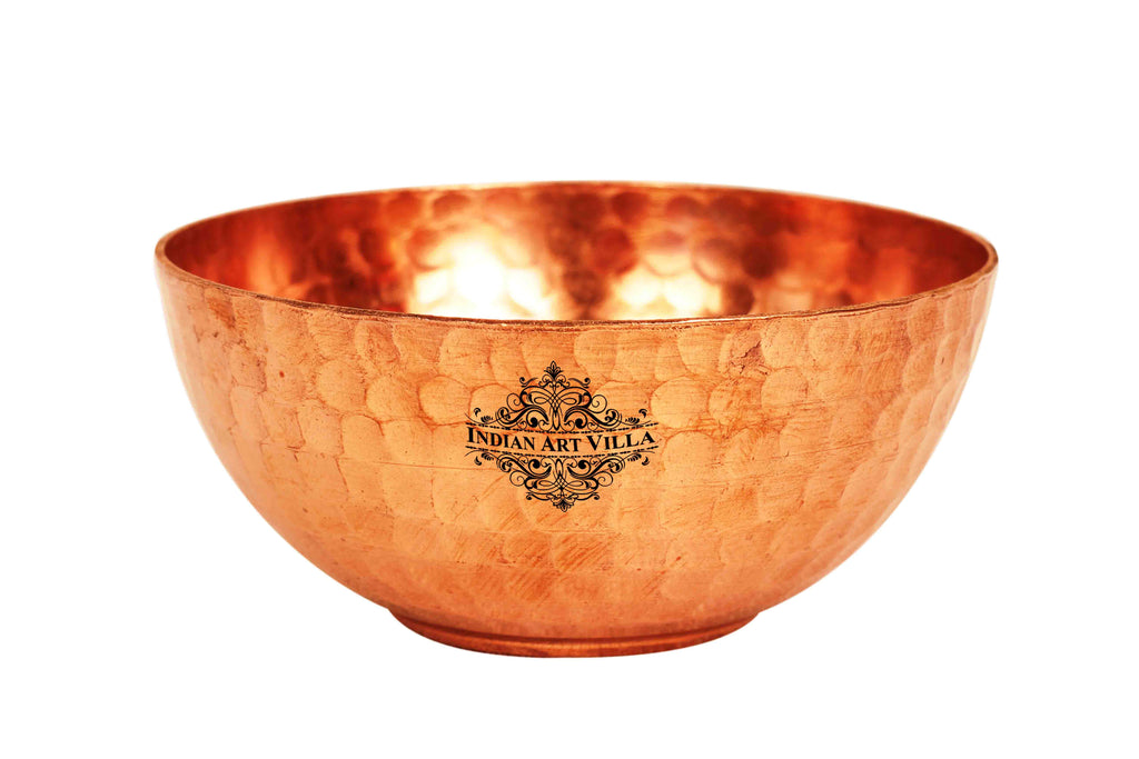 Indian Art Villa Pure Copper Hammered Designer Bowl, Katori, Dinnerware