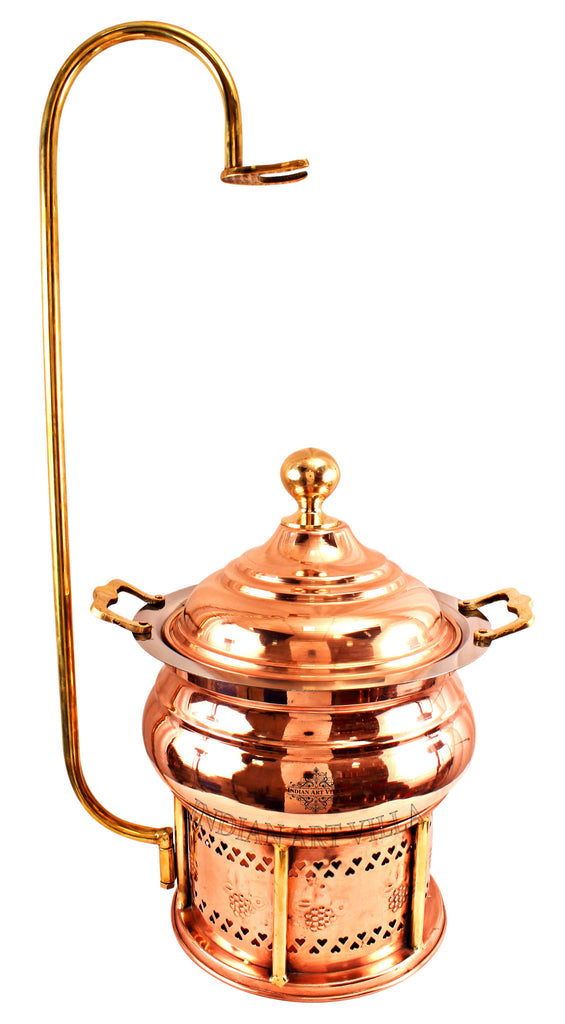 Indian Art Villa Pure Steel Copper Chaffing Dish with Stand