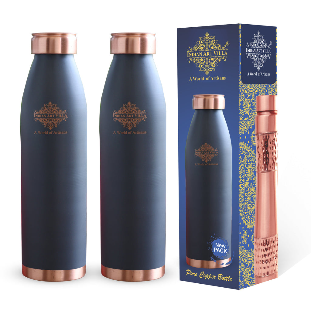 Indian Art Villa Pure Copper Lacquer Coated Silk Finish Bottle, Volume-900 ML