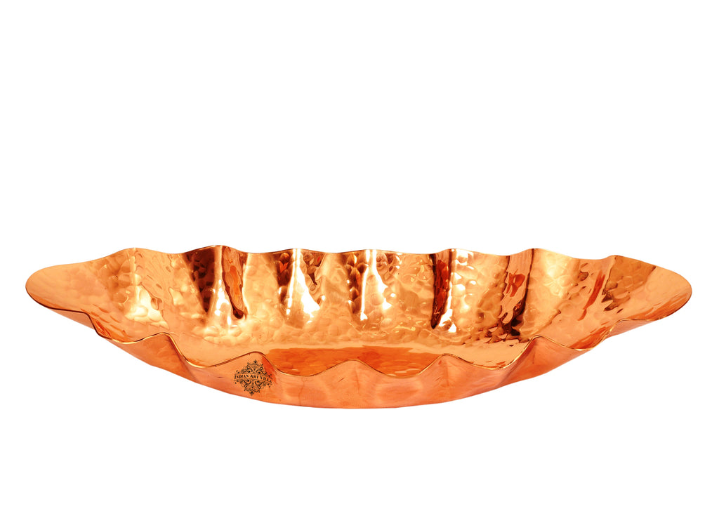 INDIAN ART VILLA Copper Hammered Oval Bread Basket