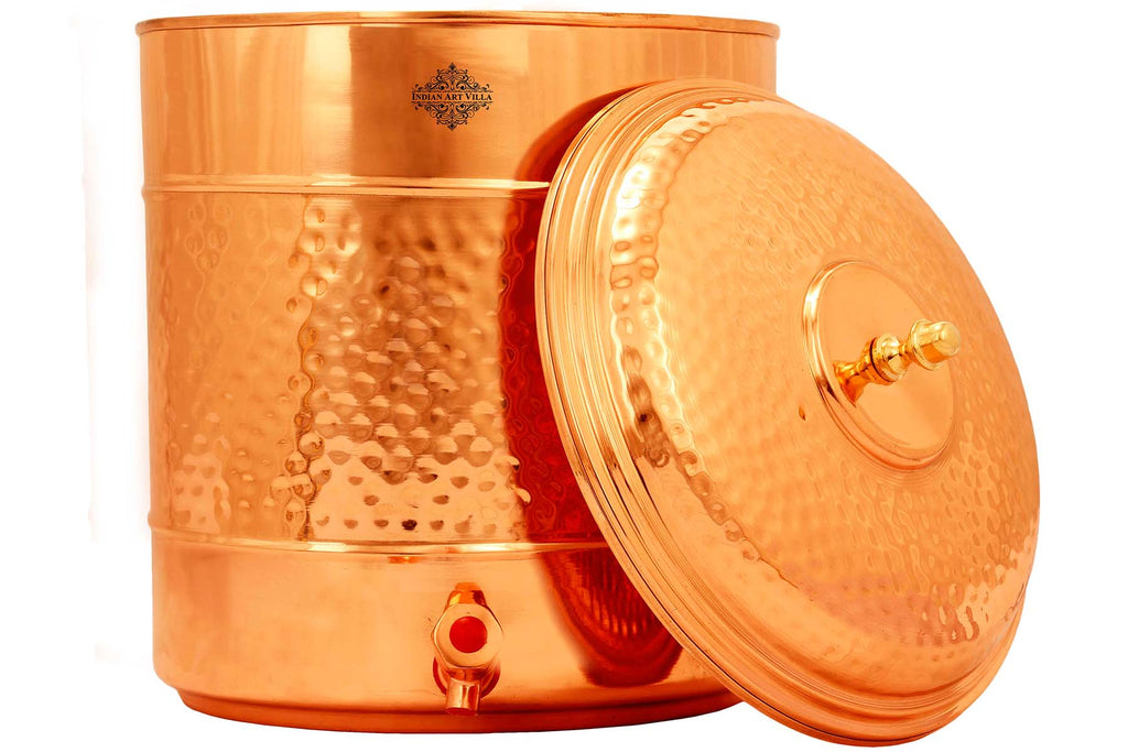 Indian Art Villa Pure Copper water Pot, Hammered Design, Storage &  Serving water