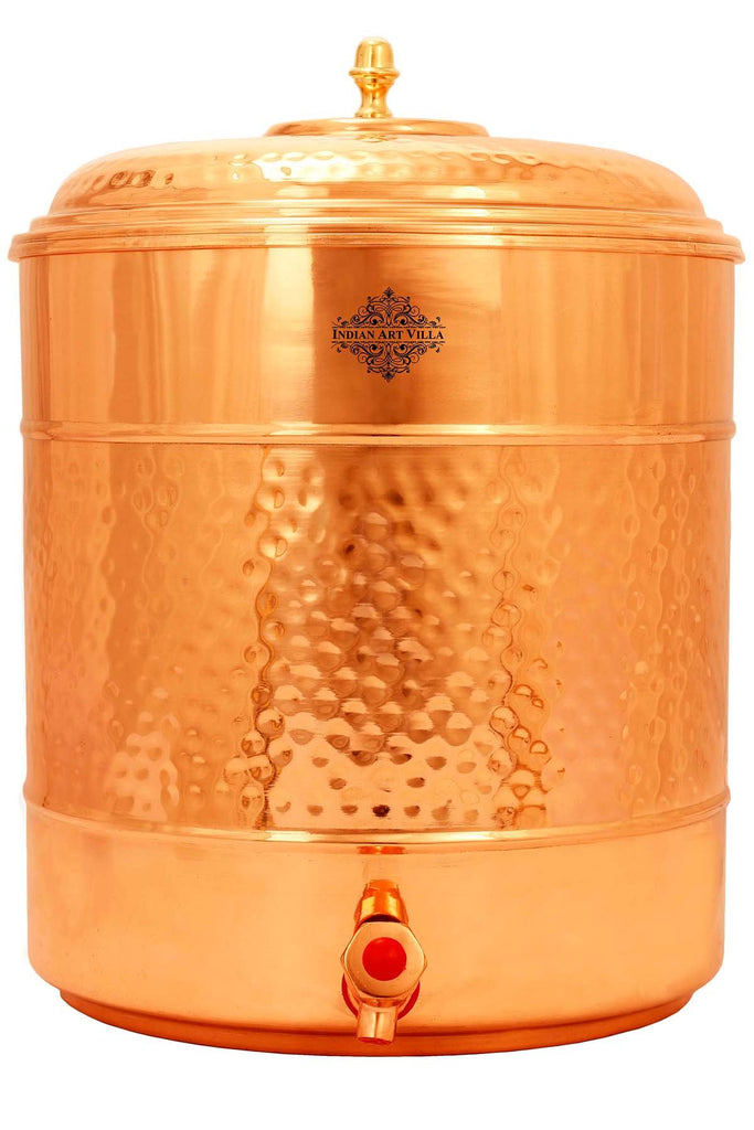 Indian Art Villa Pure Copper water Pot, Hammered Design, Storage &  Serving water