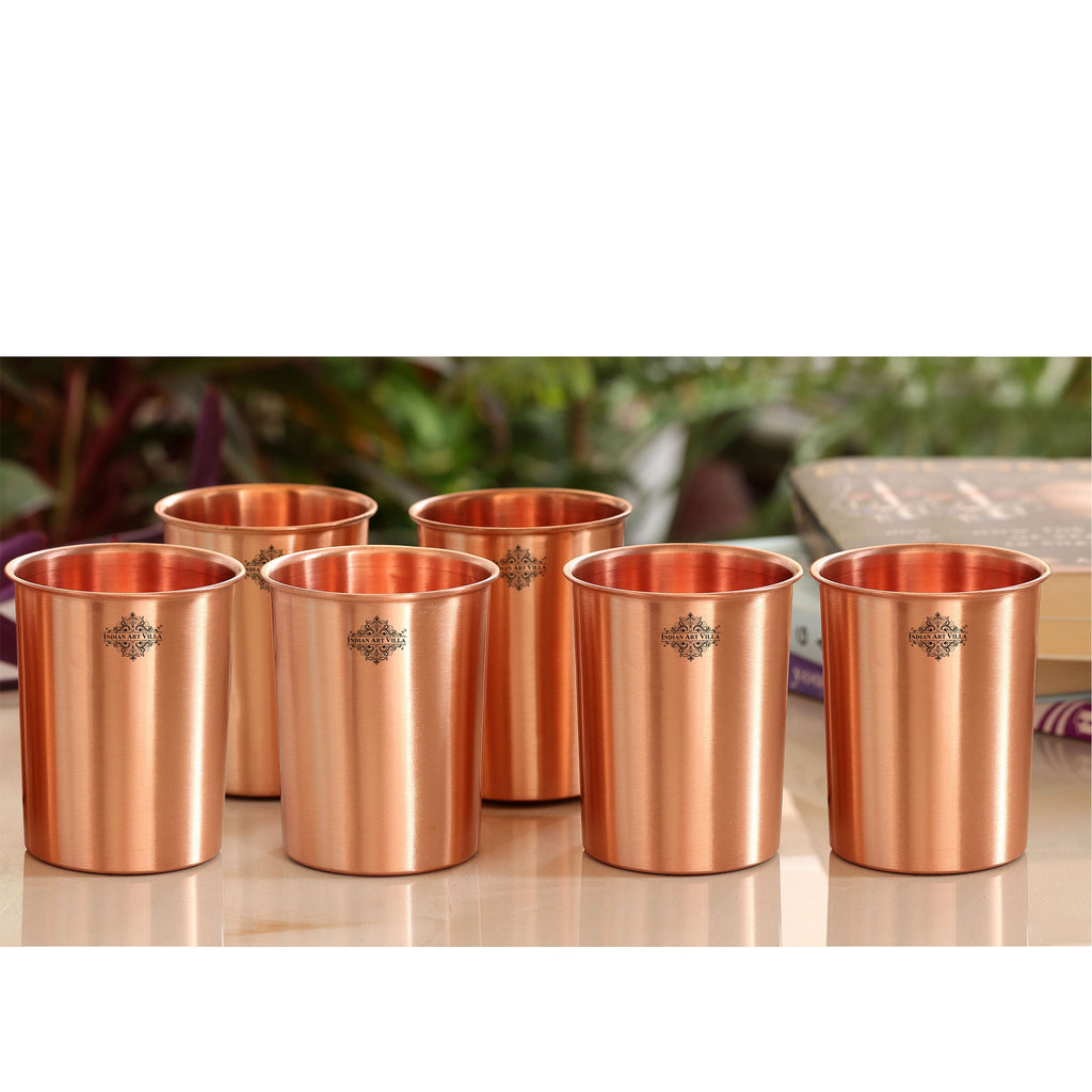 Indian Art Villa Pure Copper Lacquer Coated Glasses, Tumblers, Drinkware, Serveware, 300ml