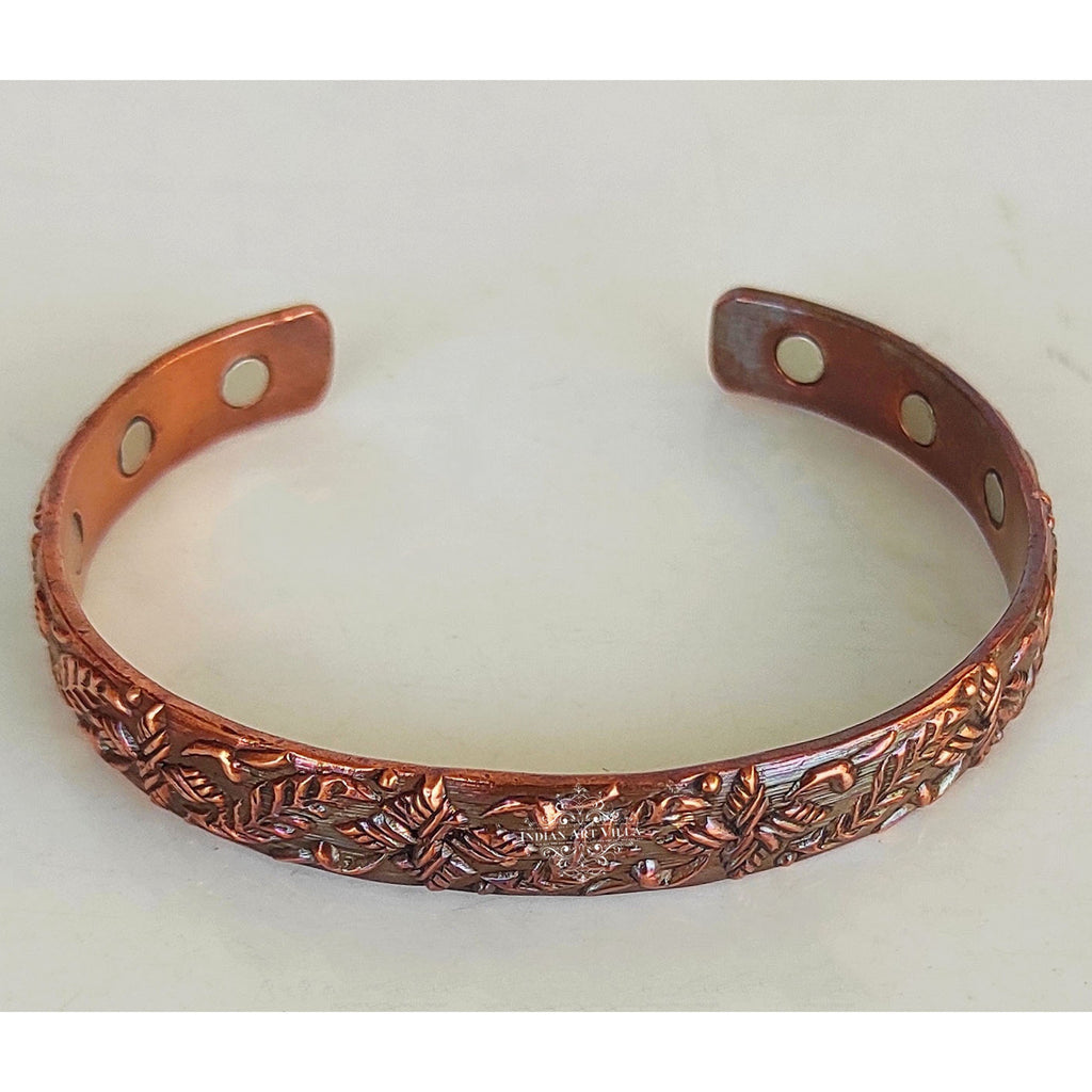 Indian Art Villa Pure Copper Kada With Embossed Dark Tone Design, Fashion Items & Accessorie, Diameter-2.8" Inches