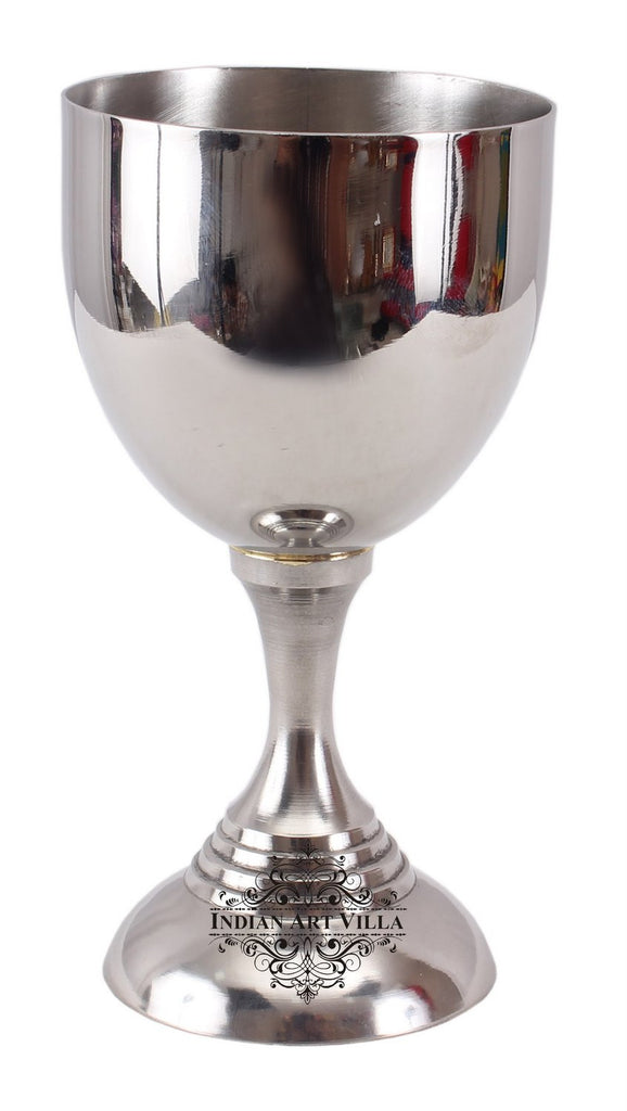 Indian Art Villa Steel Goblet Wine Glass with Stand, 270 ML