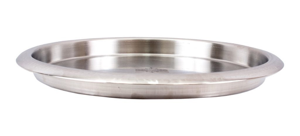Indian Art Villa Stainless Steel Hammered Plate Thali | Serving Food Dishes Home Hotel Restaurant | Diameter 13.5 inch