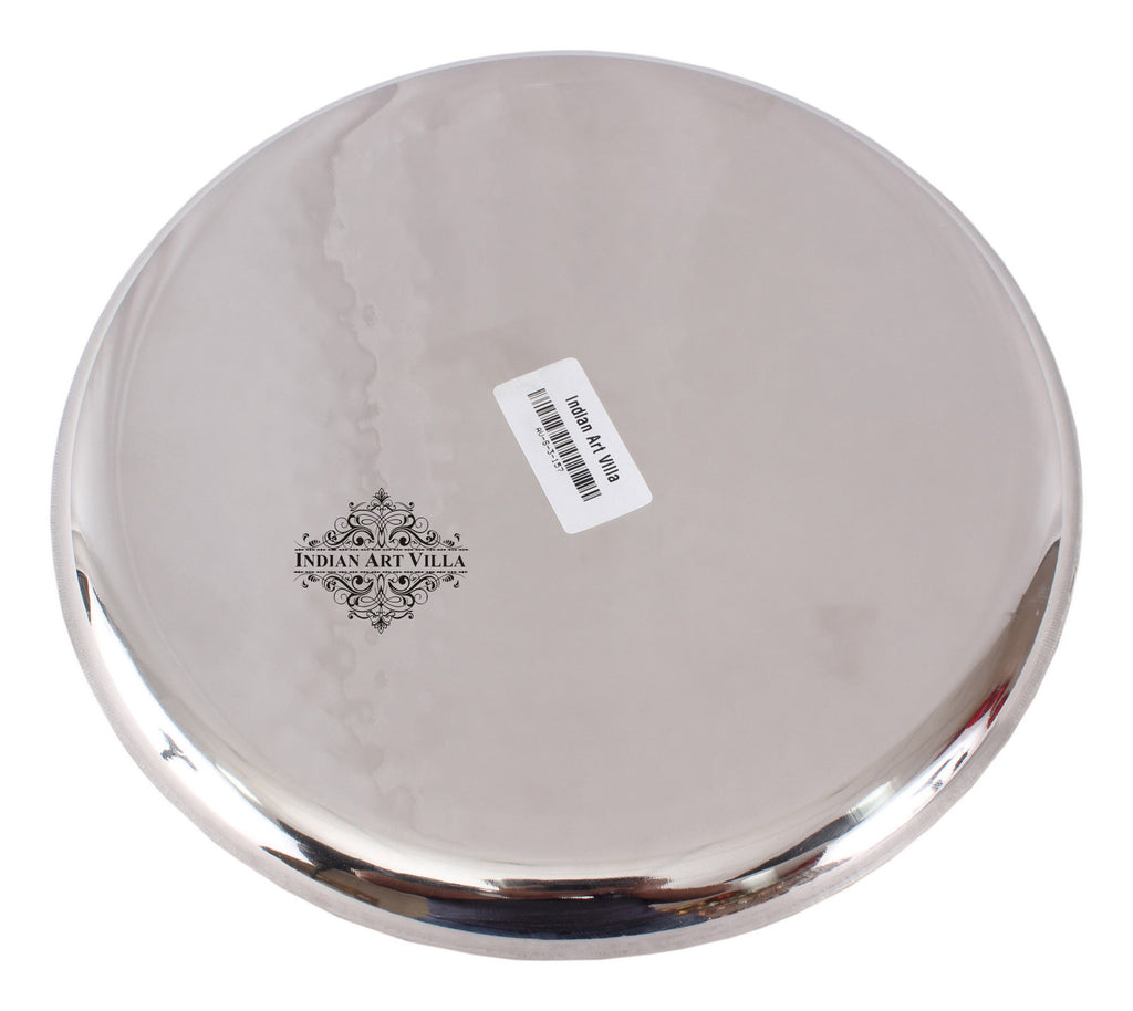 Indian Art Villa Steel Hammered Design Set of 1 Round Plate with 1 Rectangular Tray