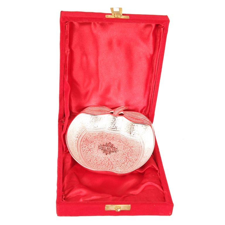 Indian Art Villa Silver Plated Apple Design Bowl 150 ML with Box