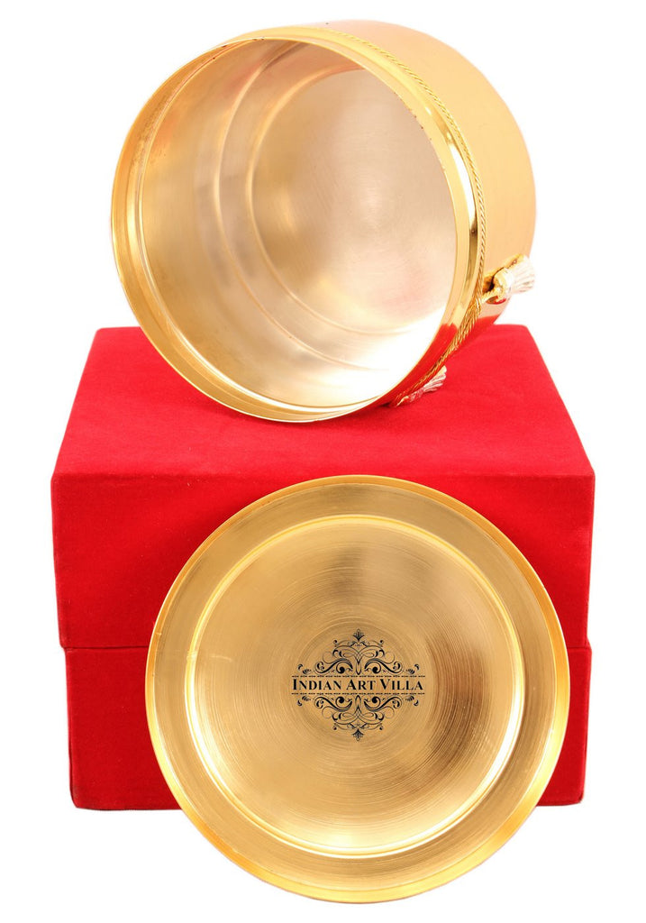 INDIAN ART VILLA Silver Plated Gold Polish Dry Fruit Box
