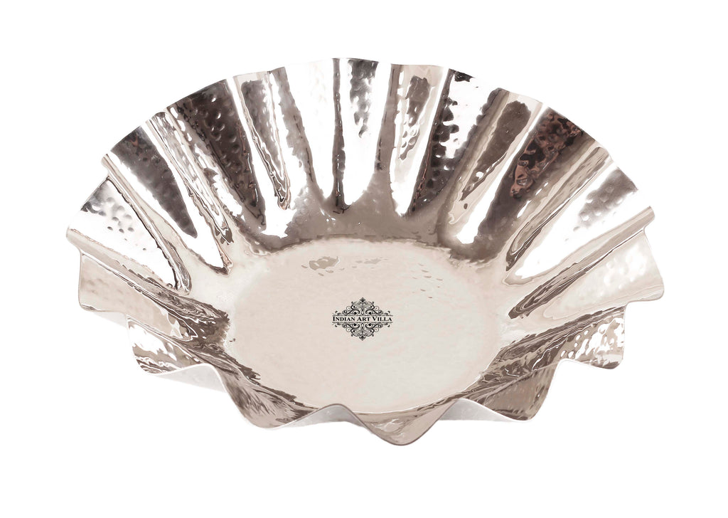 Indian Art Villa Pure Hammered Round Steel Platter Center Piece Bowl Serveware Tableware