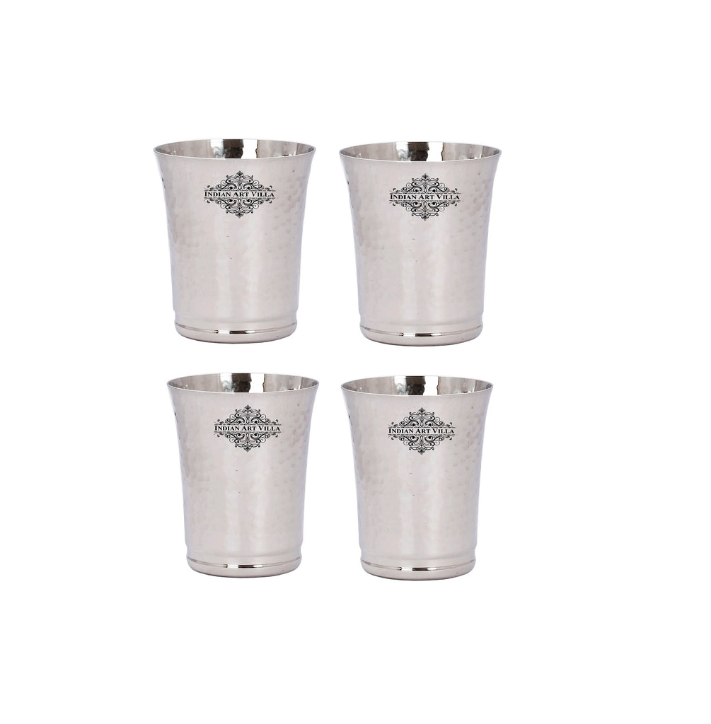 Indian Art Villa Stainless Steel Hammered Glass, Drinkware & Serving Purpose, Silver