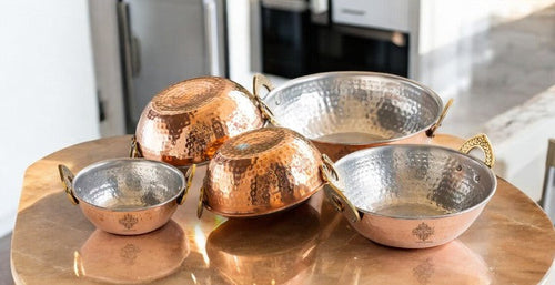 Copper & Steel Copper Kadhai/Kadai