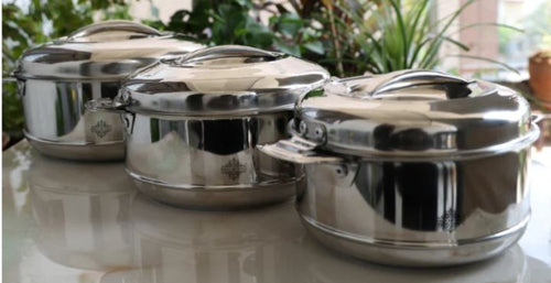 Steel Handi and Serving Bowls
