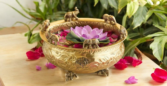 Copper, brass and silver plated urli platter