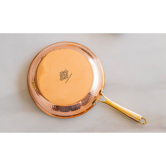 Steel Copper Hammered Design Tadka Fry Pan with Tin Linning- Serveware