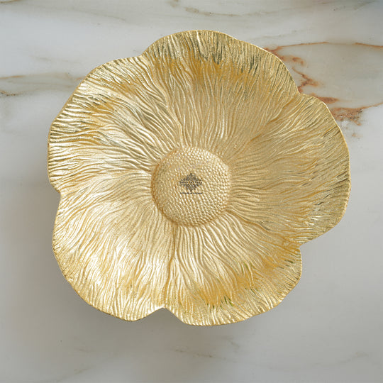 Brass Finish Sunflower Design Tray 13.5 Inches