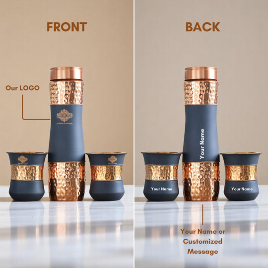 Personalized Copper Silk Finish Bottle & Glass Gift Set