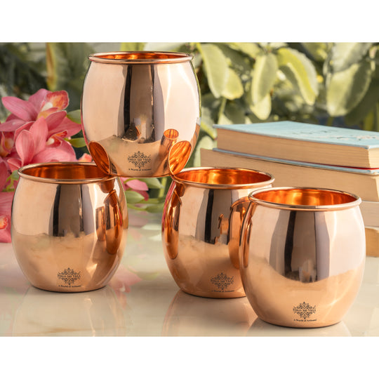 Pure Copper Round Shaped Glass  550 ml